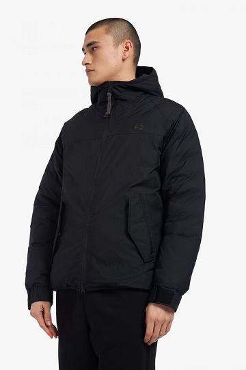 Geaca Barbati Fred Perry Insulated Cu Glugă Negrii | RO 1194KORI